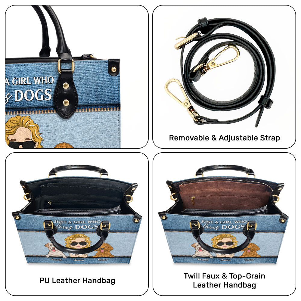 Just A Girl - Personalized Custom Leather Handbag for Fur Baby Lovers