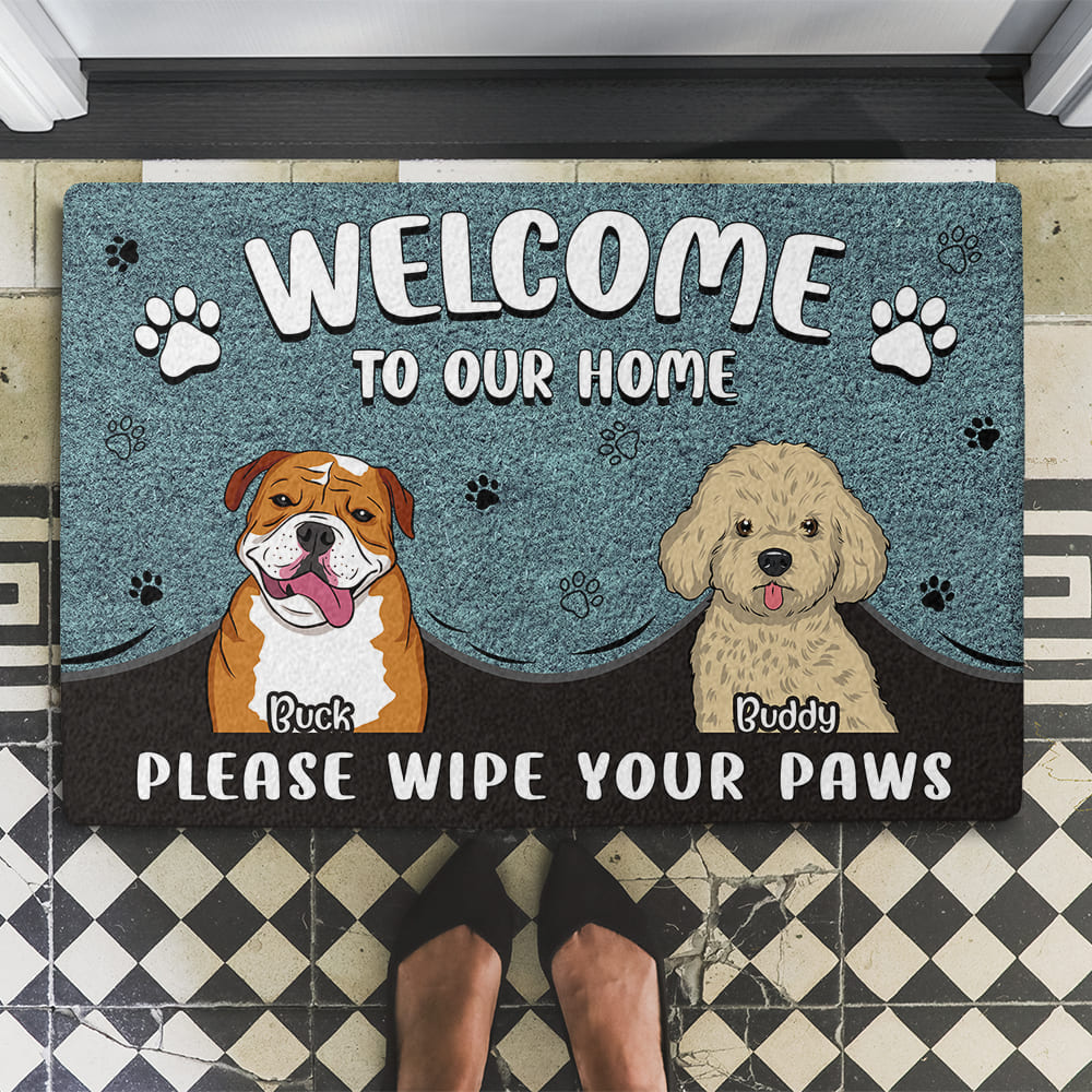 Personalized Custom 'Please Wipe Your Paws' Doormat with Dog's Picture