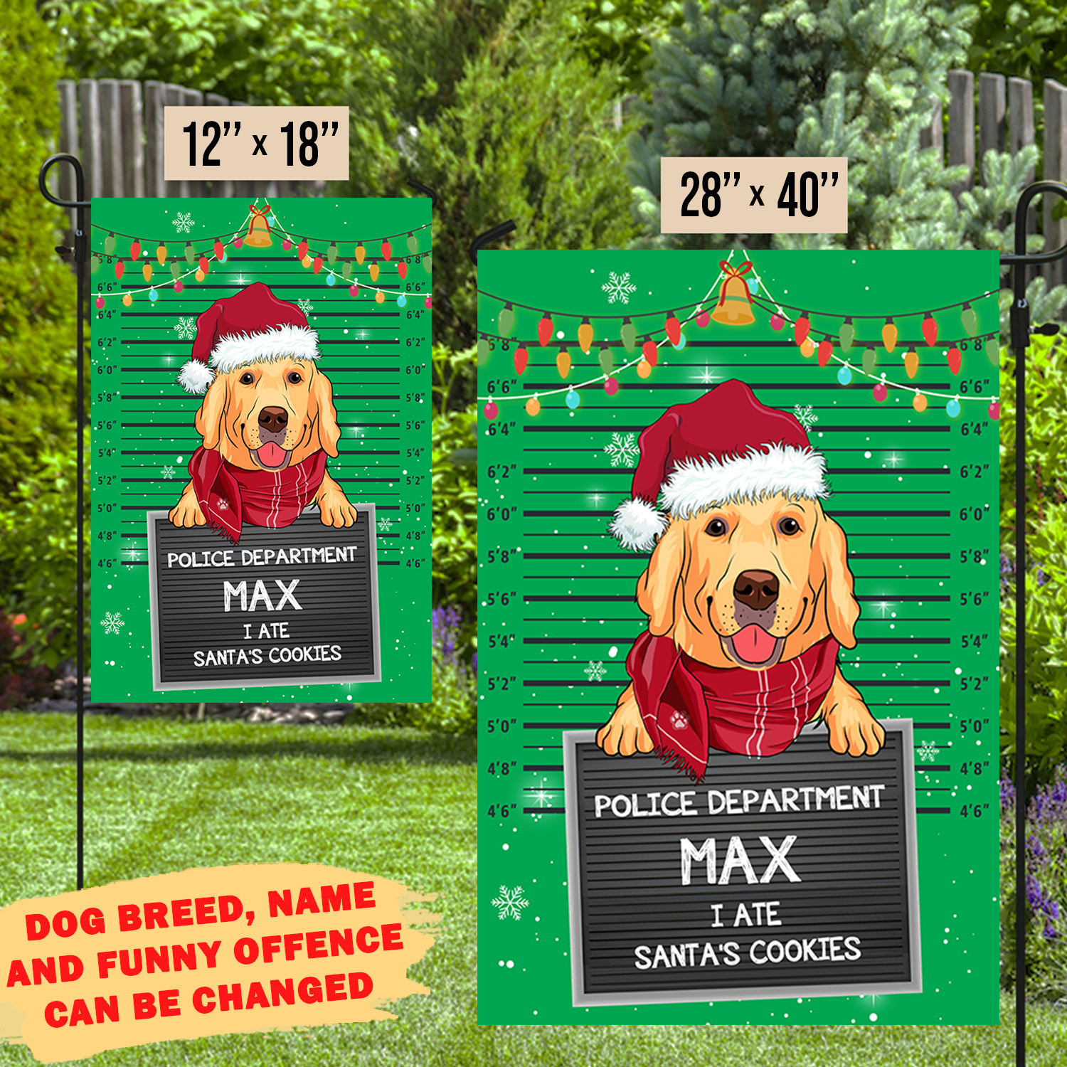 Dog Offence Christmas - Personalized Custom Christmas Garden Flag for Lawn Decor - 12' x 18', 28' x 40'