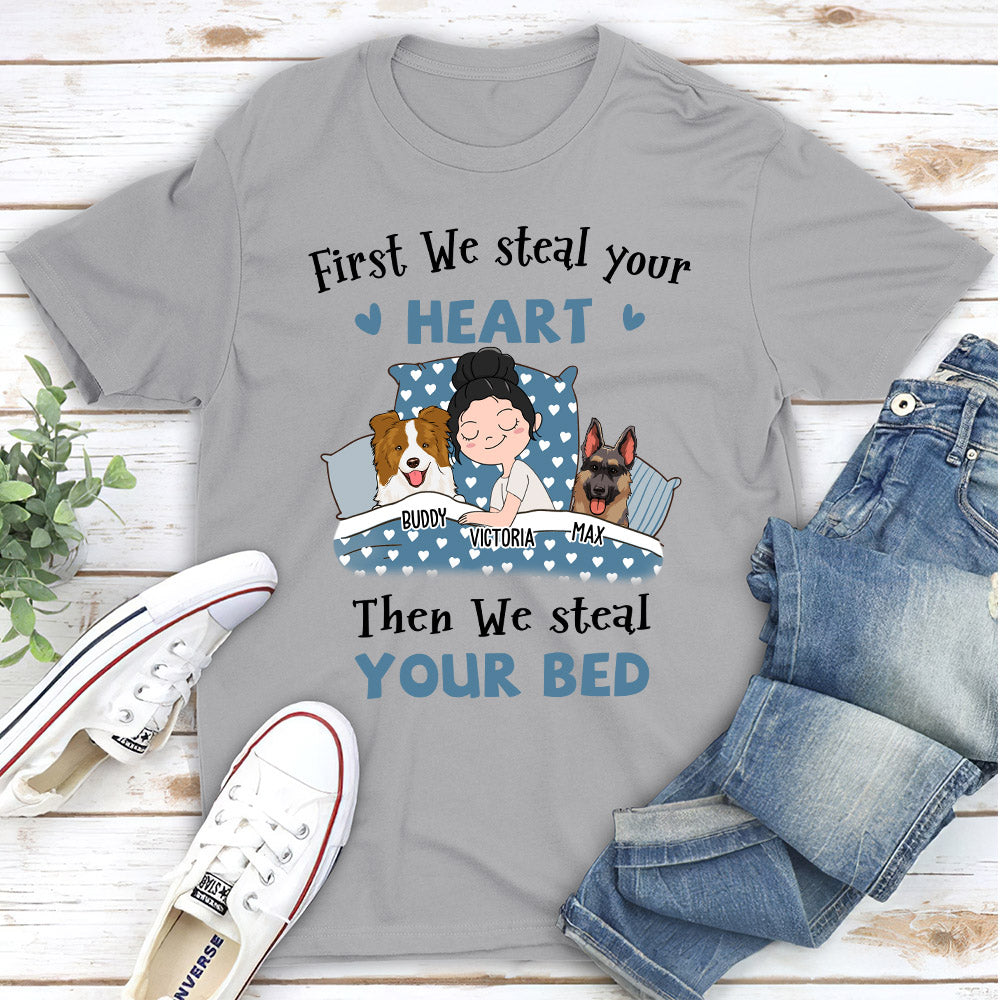 Steal Your Bed - Personalized Custom Unisex 5.3 oz T-shirt for Pet Lovers