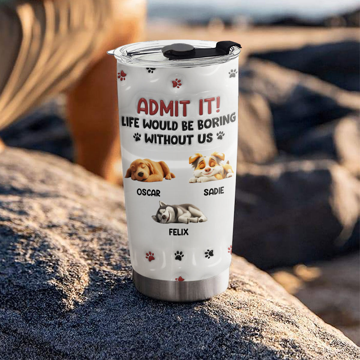 Adorable Dog Baby - Personalized Custom 3D Inflated Effect Stainless Steel Tumbler with Long - lasting Temperature Retention
