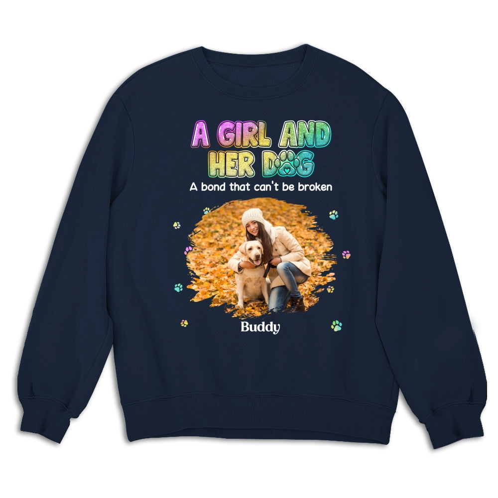 Personalized Custom A Girl And Her Dog Photo Unisex 8.0 oz Sweatshirt - Ideal Gift for Pet Lovers