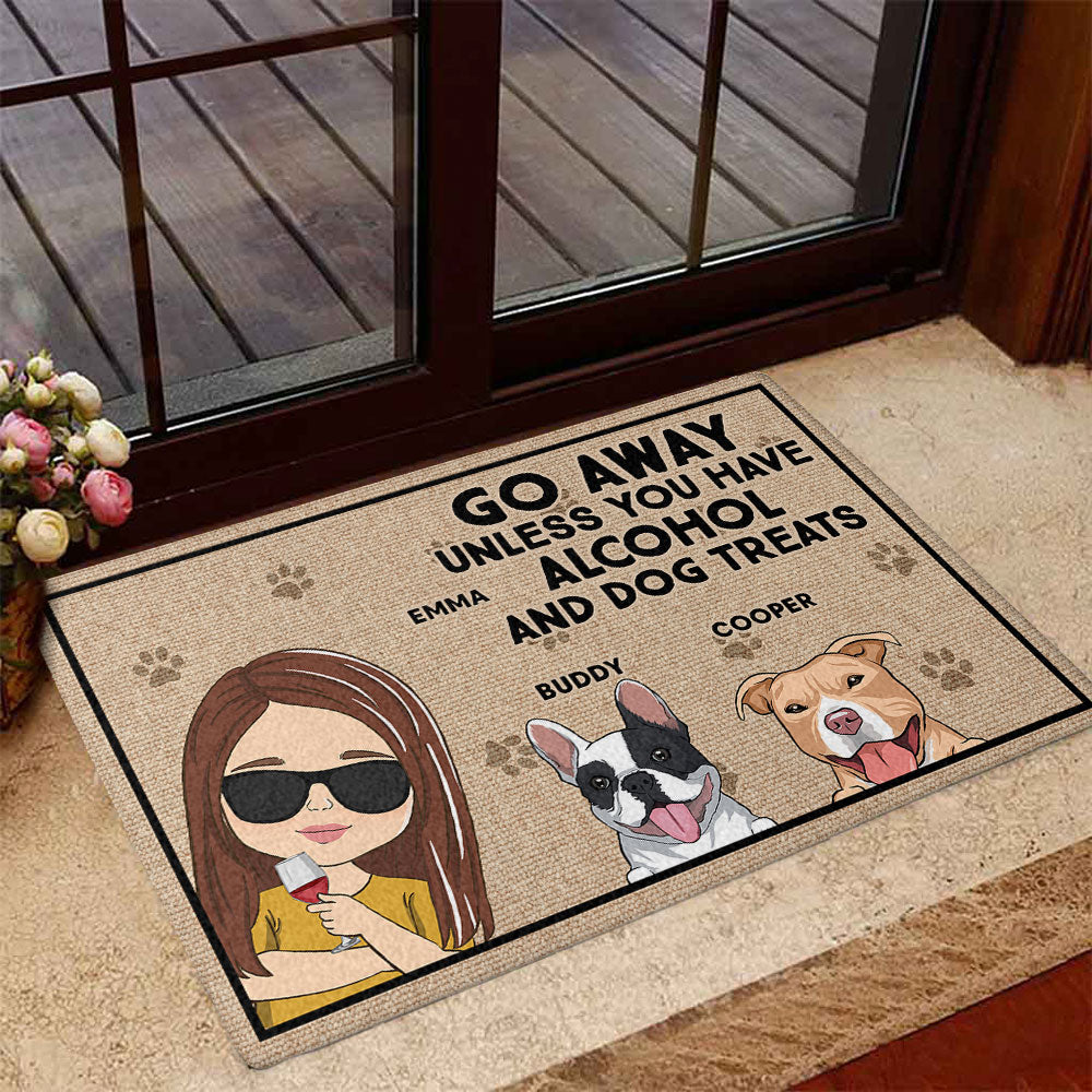 Personalized Custom Doormat with Alcohol and Dog Treats Design - Ideal for Pet Lovers