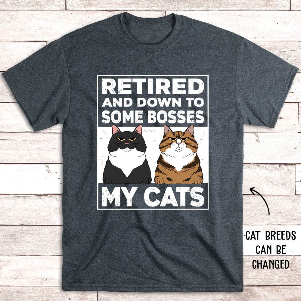 Retired Down To My Cat - Personalized Custom Unisex 5.3 oz T-shirt for Pet Lovers
