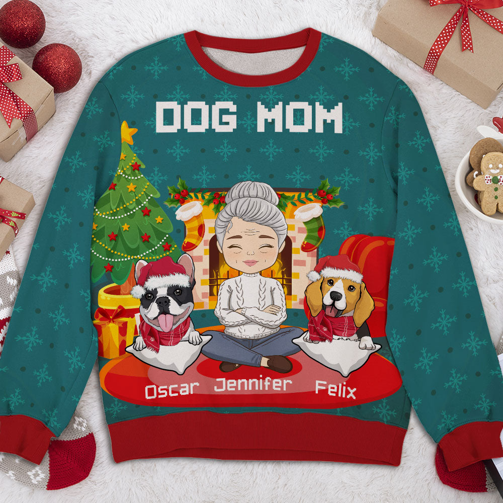 Christmas At Home - Personalized Custom All-Over-Print Unisex 8.8 oz Polyester Blend Sweatshirt for Pet Lovers