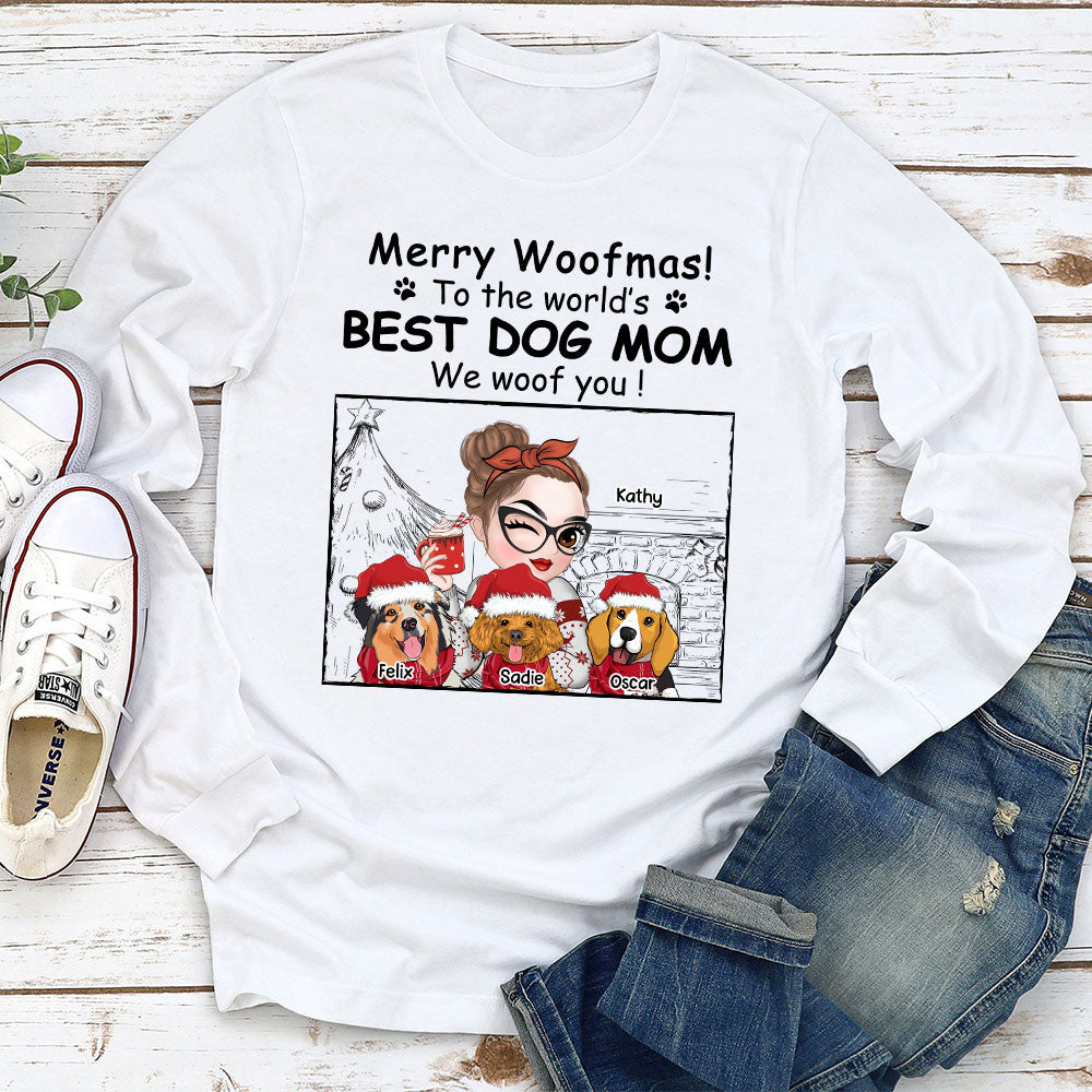 Best Dog Mom Christmas - Personalized Custom Long Sleeve T-shirt for Pet Lovers