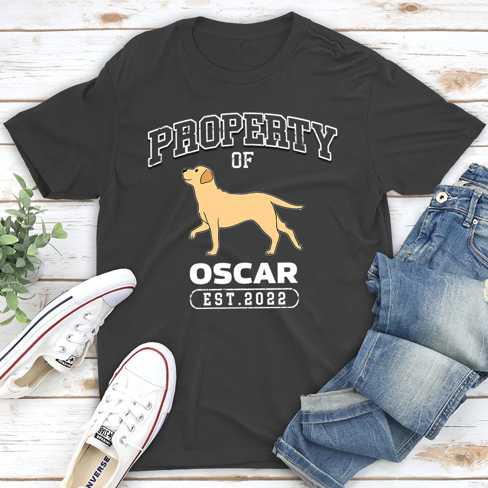 Personalized Custom Unisex Property Of A Dog T-shirt - 5.3 oz