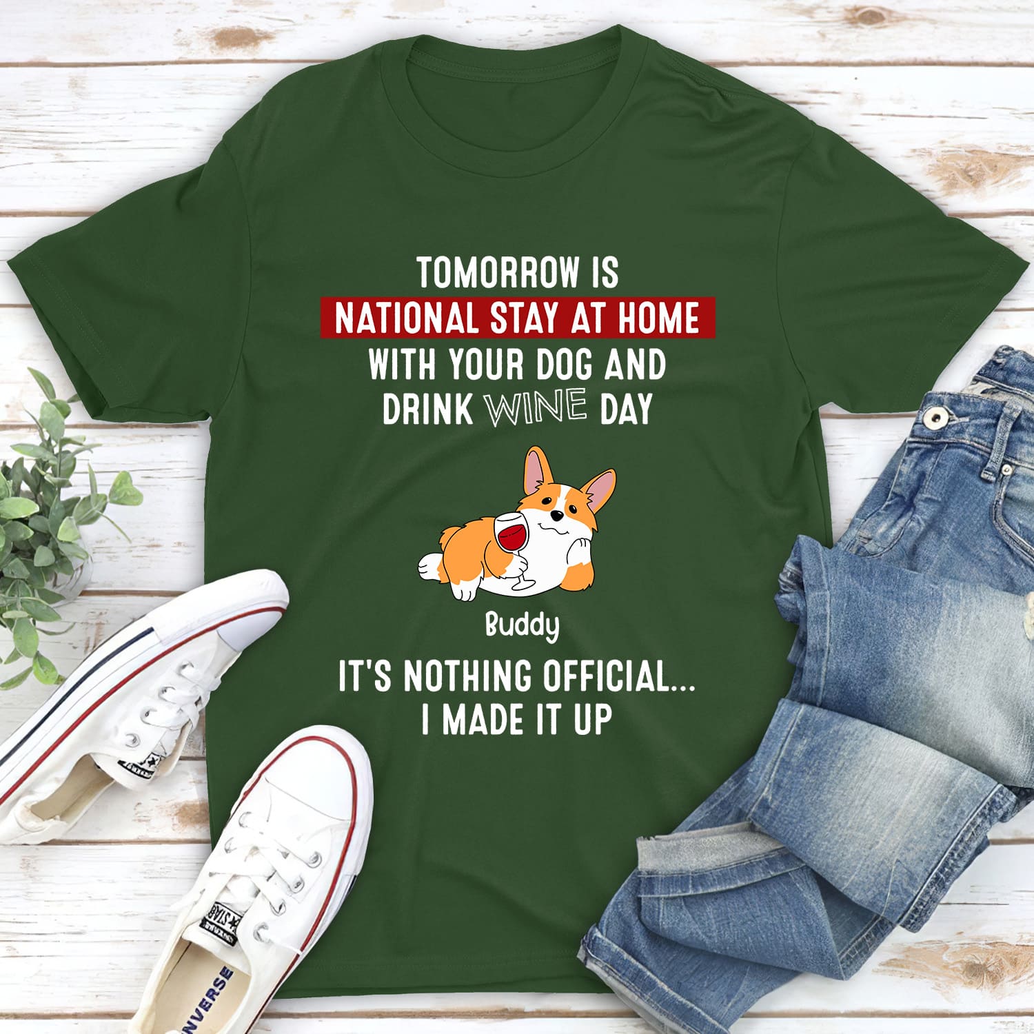 National Stay At Home - Personalized Custom Unisex 5.3 oz T-shirt for Pet Lovers