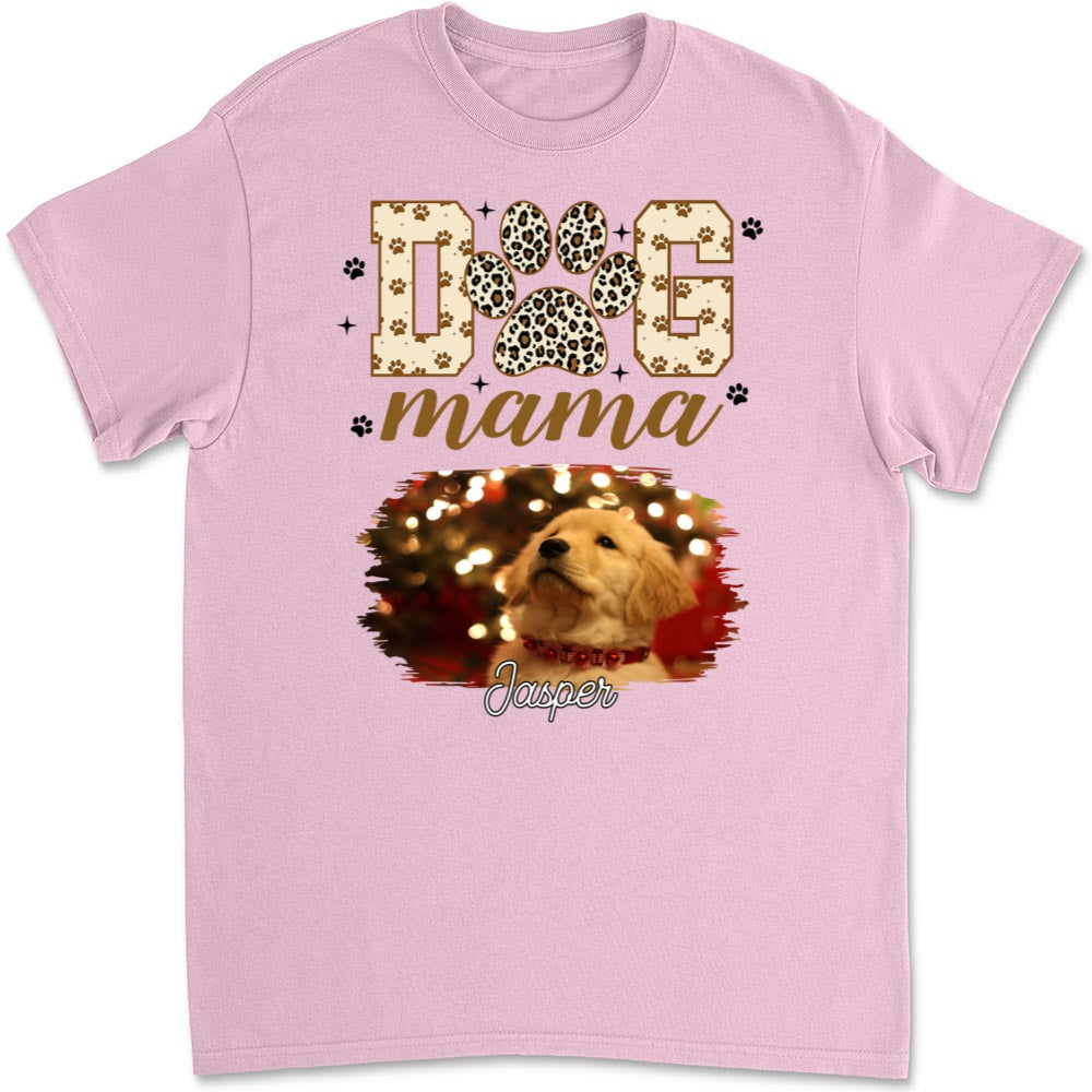 Leopard Dog Mama Personalized Custom Unisex 5.3 oz T-shirt - Ideal Gift for Pet Lovers