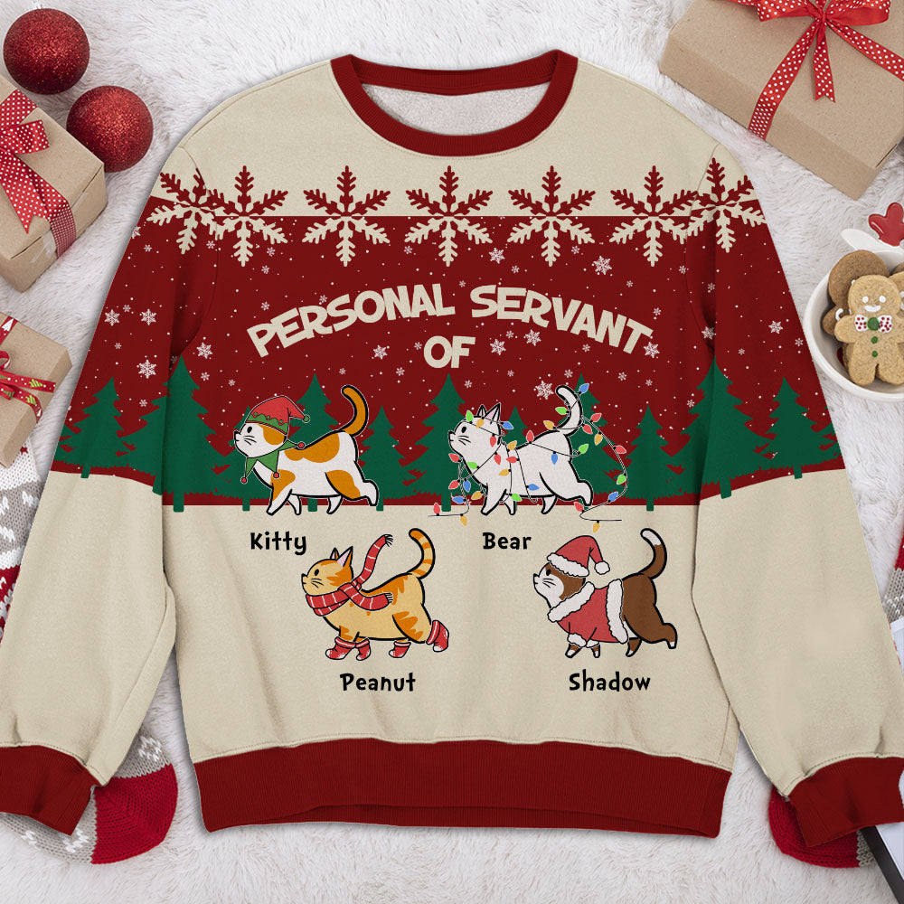 Personal Cat Servant - Unique Personalized Custom All-Over-Print Unisex 8.8 oz Sweatshirt for Pet Lovers