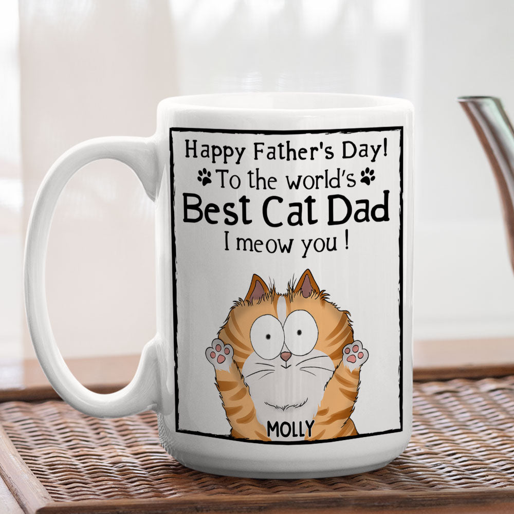 Meow My Cat Dad - Customizable Personalized Coffee Mug for Pet Lovers