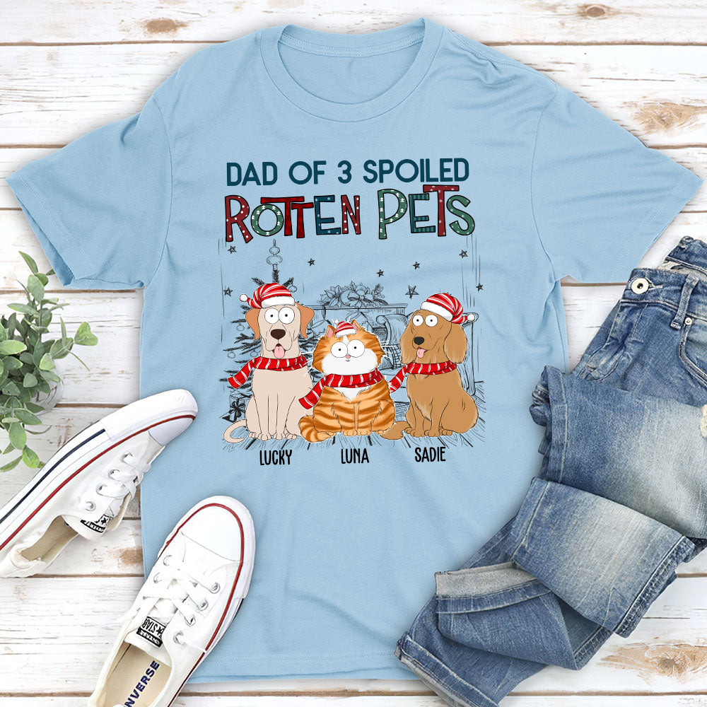 Dad Of A Spoiled Rotten Dog - Personalized Custom Unisex 5.3 oz T-shirt for Pet Lovers
