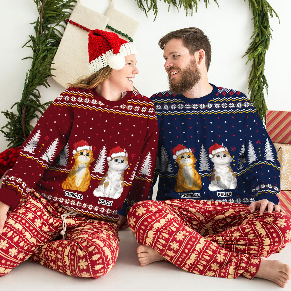 Christmas Pet Pattern - Personalized Custom All-Over-Print Unisex 8.8 oz Polyester Blend Sweatshirt
