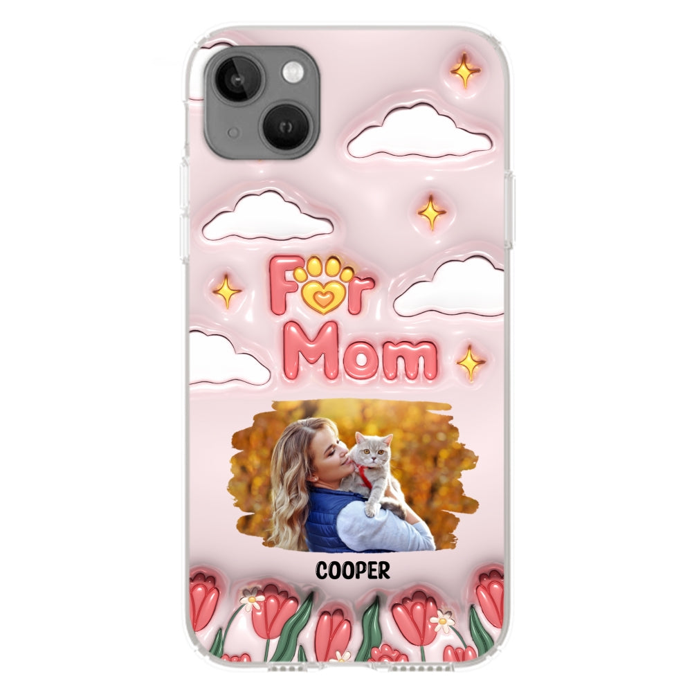 Personalized Custom 3D Inflated Effect 'I Love My Fur Mom' Photo Phone Case - Stylish and Protective