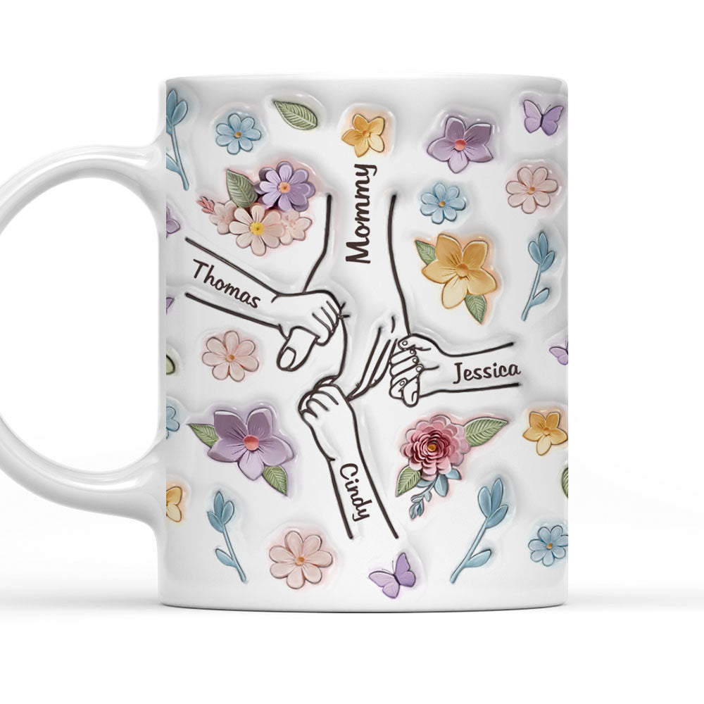 Mom, You Hold My Hand and My Heart - Personalized Custom 3D Inflated Effect 11oz & 15oz Ceramic Mug