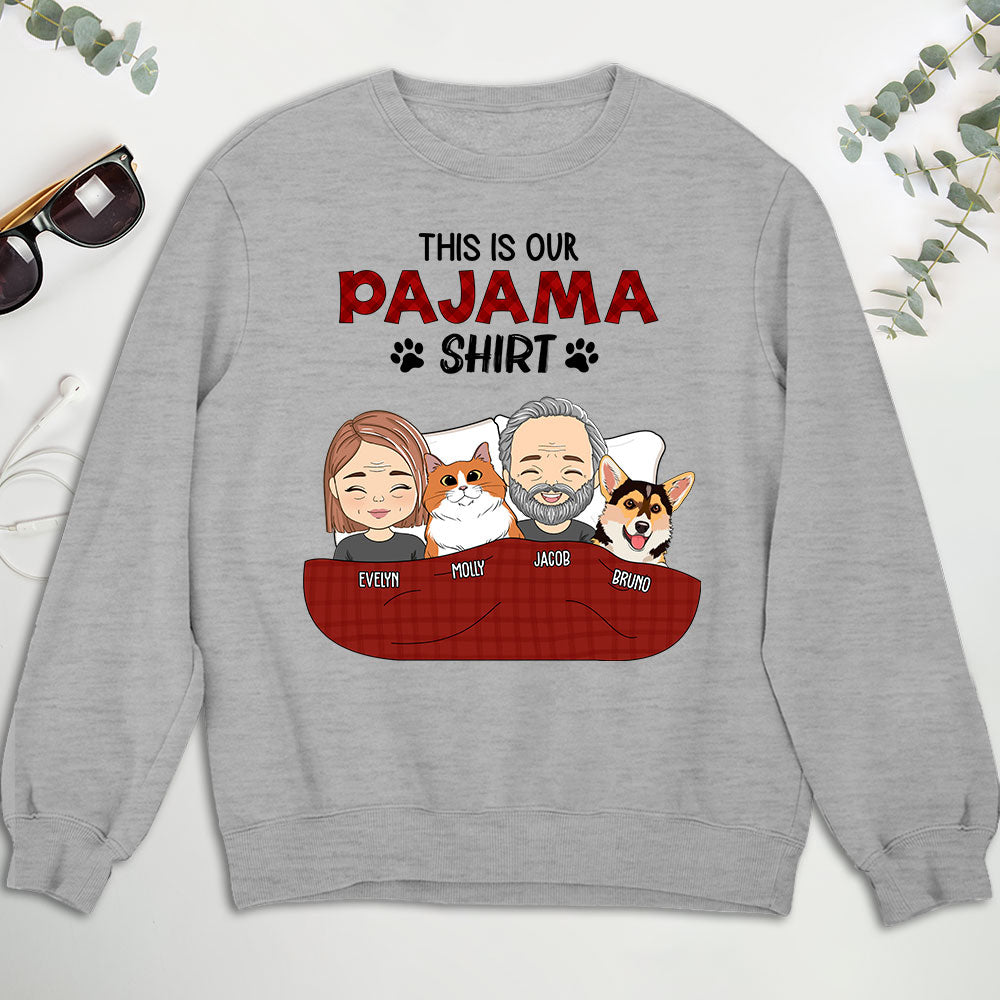 Personalized Custom Couple Pajama Shirt Sweatshirt - Ideal for Pet Lovers