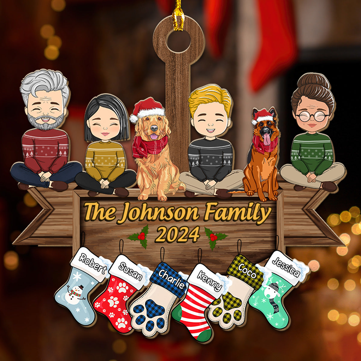 Family Reunion on Holiday - Customizable Personalized Wood Christmas Ornament