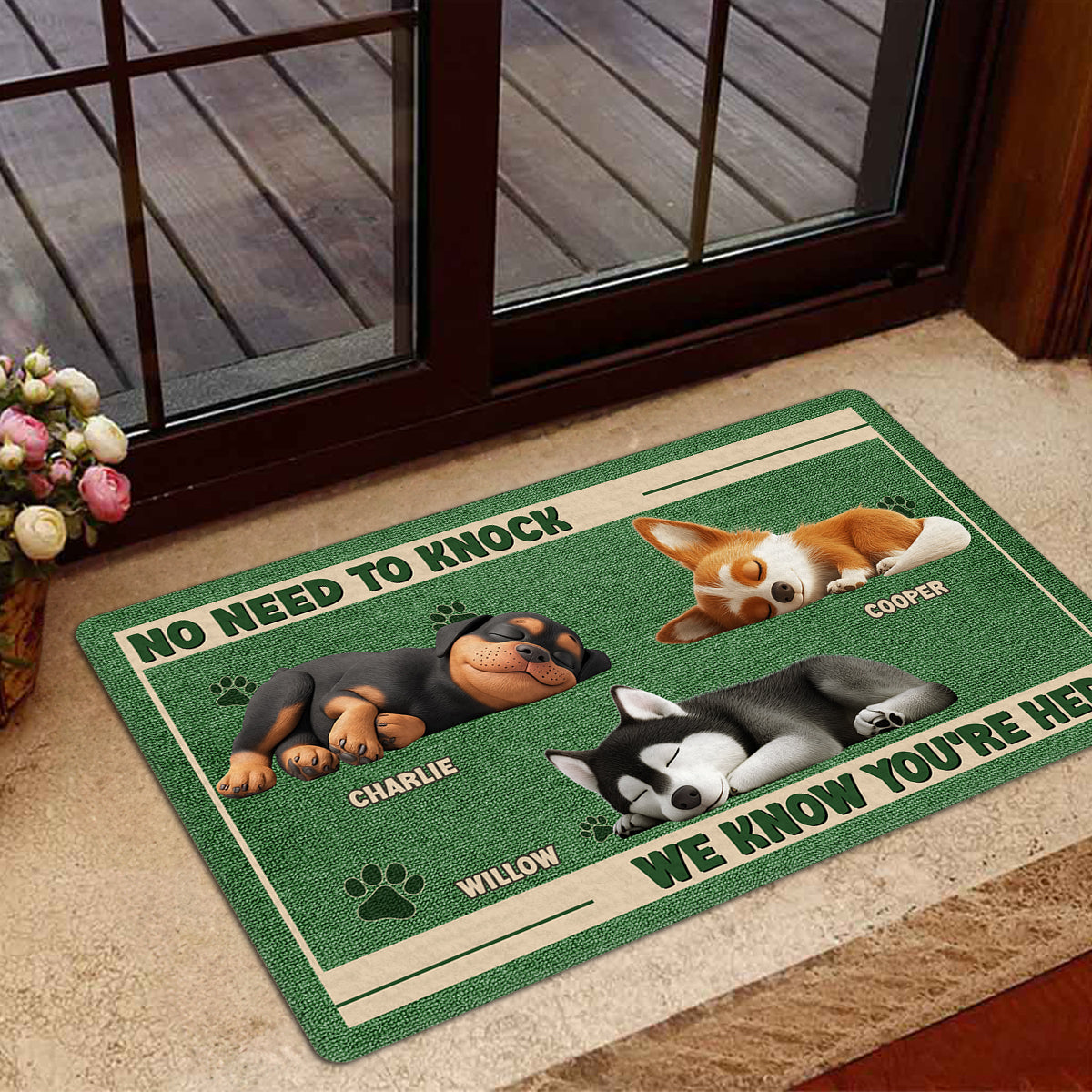 Personalized Custom Doormat - No Need To Knock, Ideal for Pet Lovers