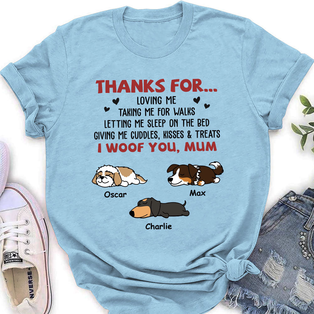 Mom Thanks For Loving Me - Personalized Custom Women's Cotton Blend T-shirt for Pet Lovers