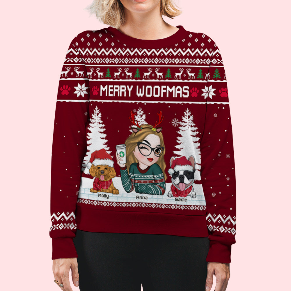 Merry Woofmas To My Mom And Dad - Personalized Custom All-Over-Print Unisex 8.8 oz Polyester Blend Sweatshirt for Pet Lovers