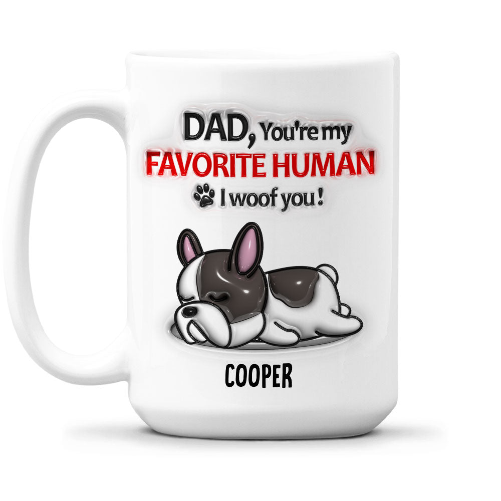 Personalized Custom 3D Inflated Effect 'Woof You Dad' Mug - 11oz and 15oz High - quality Ceramic