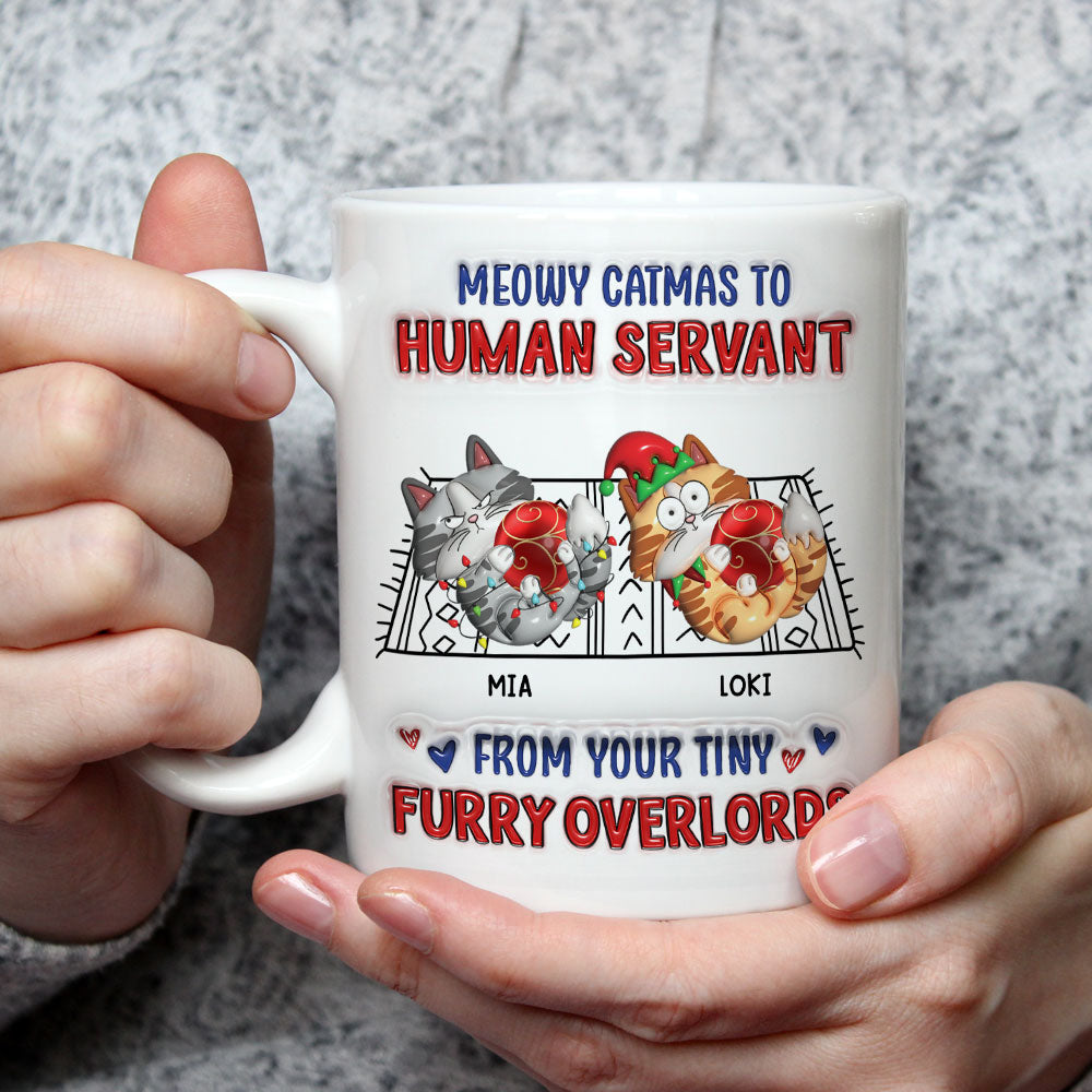 Meowy Catmas Personalized Custom 3D Inflated Effect Ceramic Mug for Human Servants