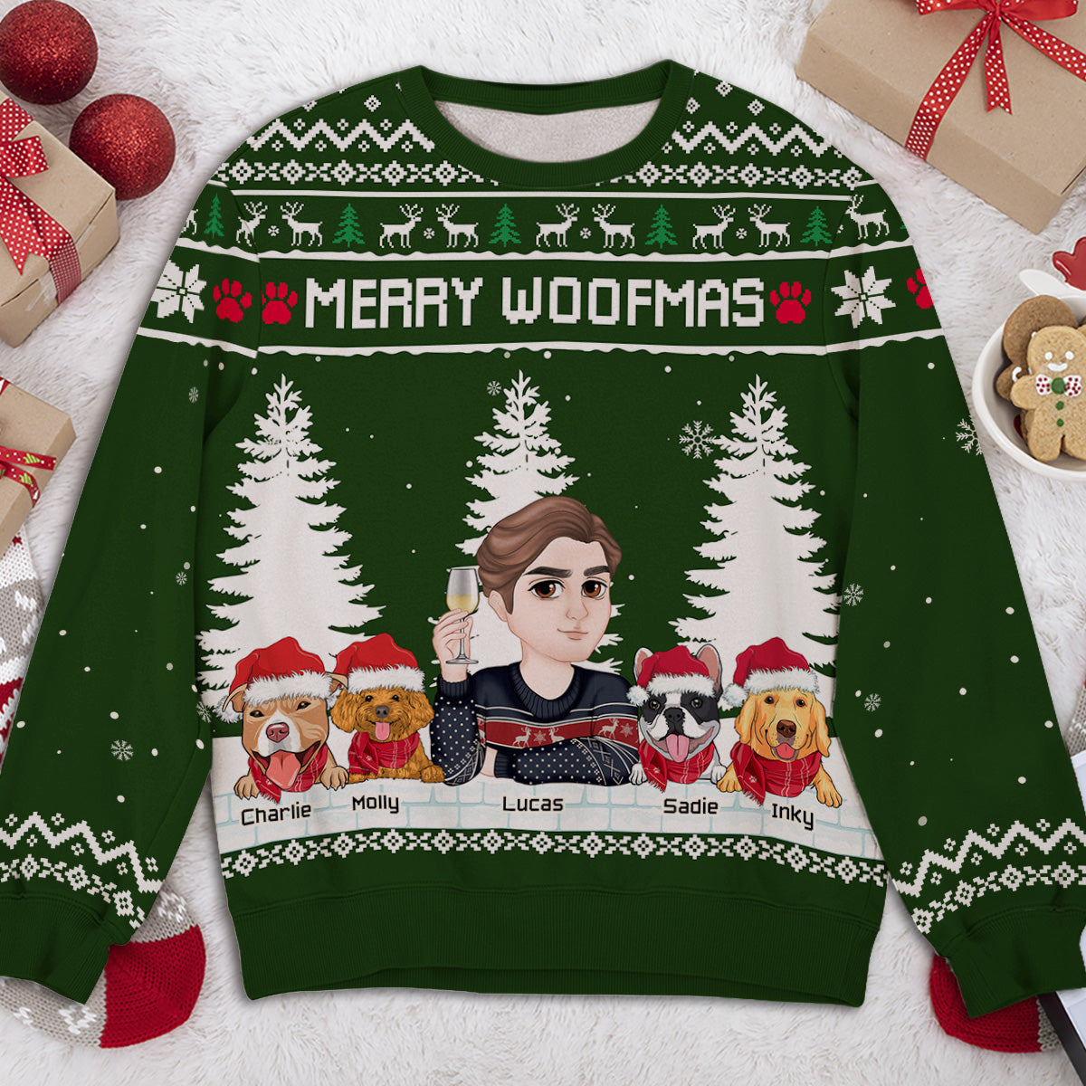 Merry Woofmas To My Mom And Dad - Personalized Custom All-Over-Print Unisex 8.8 oz Polyester Blend Sweatshirt for Pet Lovers