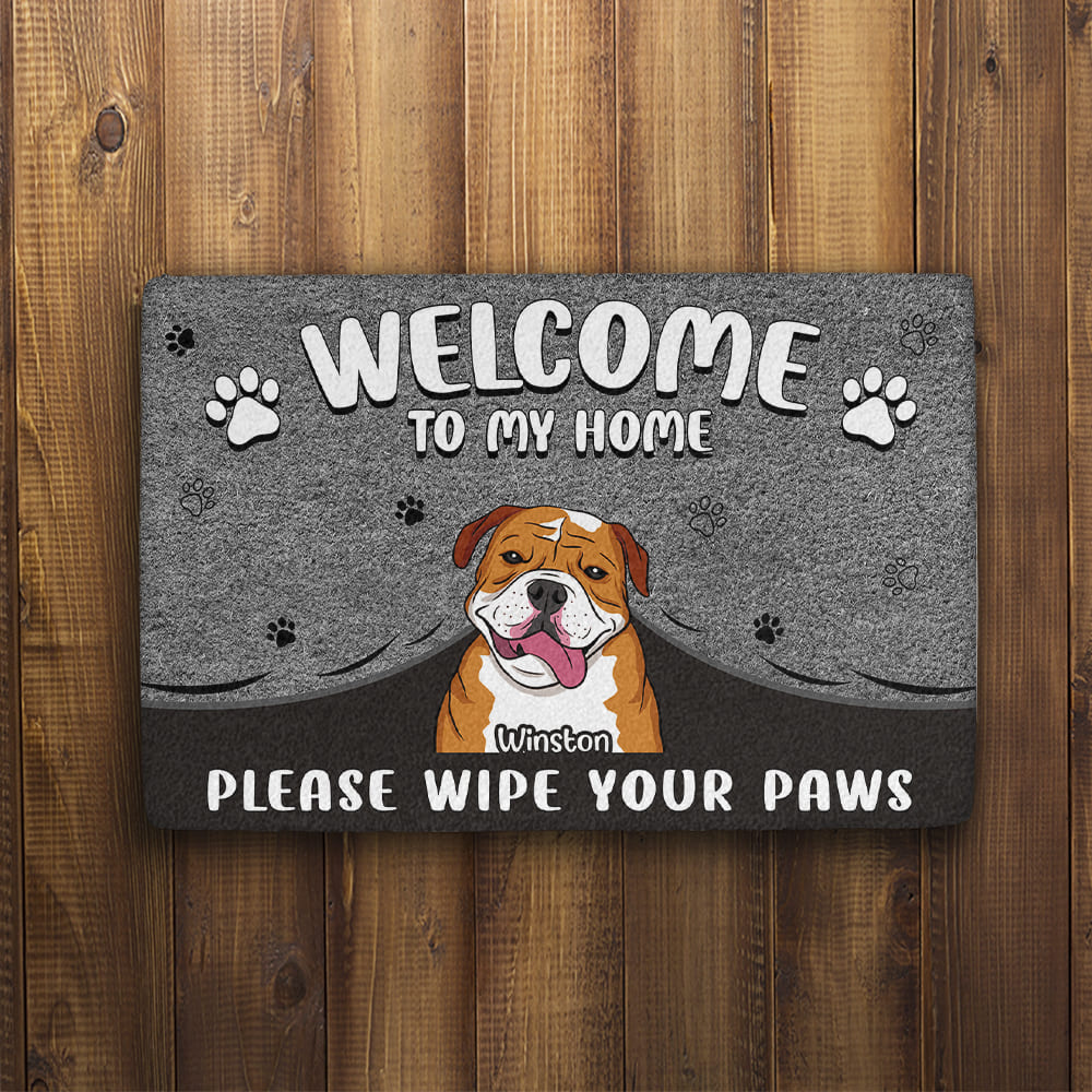 Personalized Custom 'Please Wipe Your Paws' Doormat with Dog's Picture