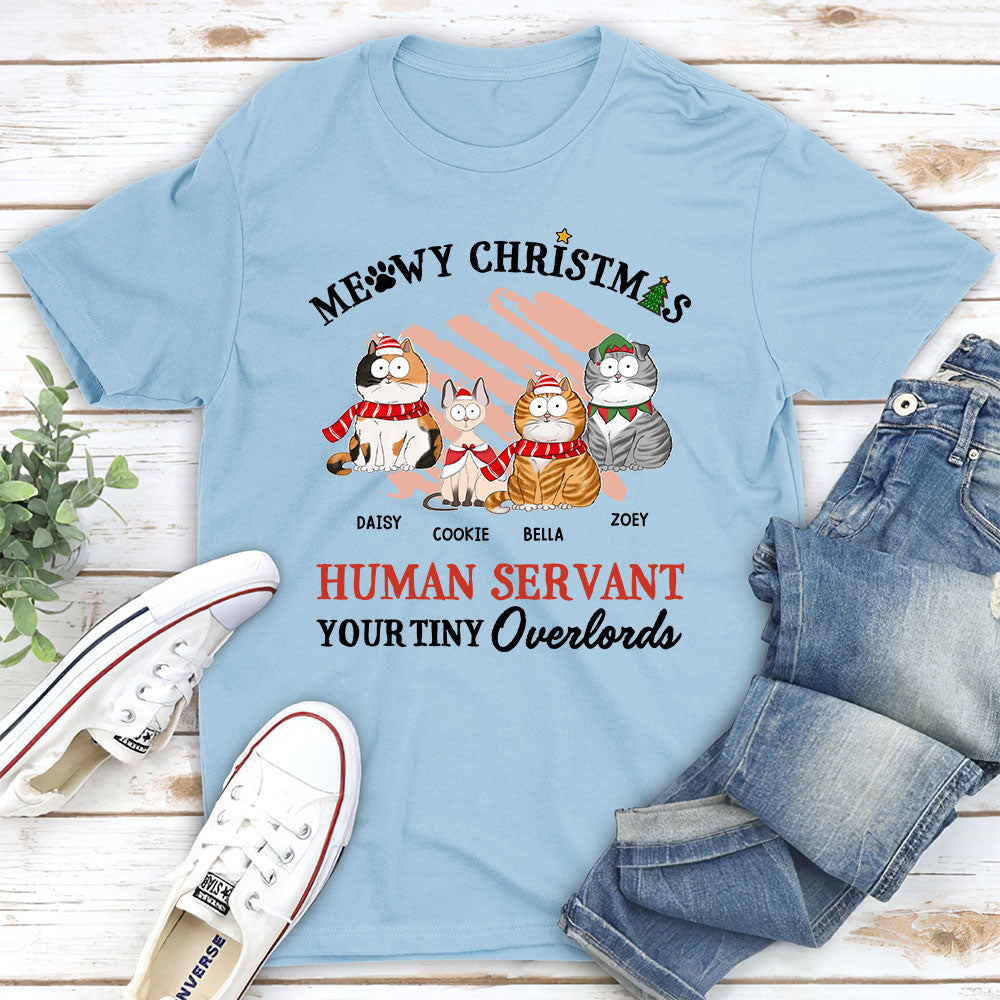Meowy Christmas Personalized Custom Unisex Cotton T-shirt - Ideal Gift for Pet Lovers