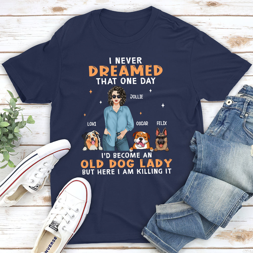 Old Dog Lady 2 - Personalized Custom Unisex 5.3 oz T-shirt for Pet Lovers