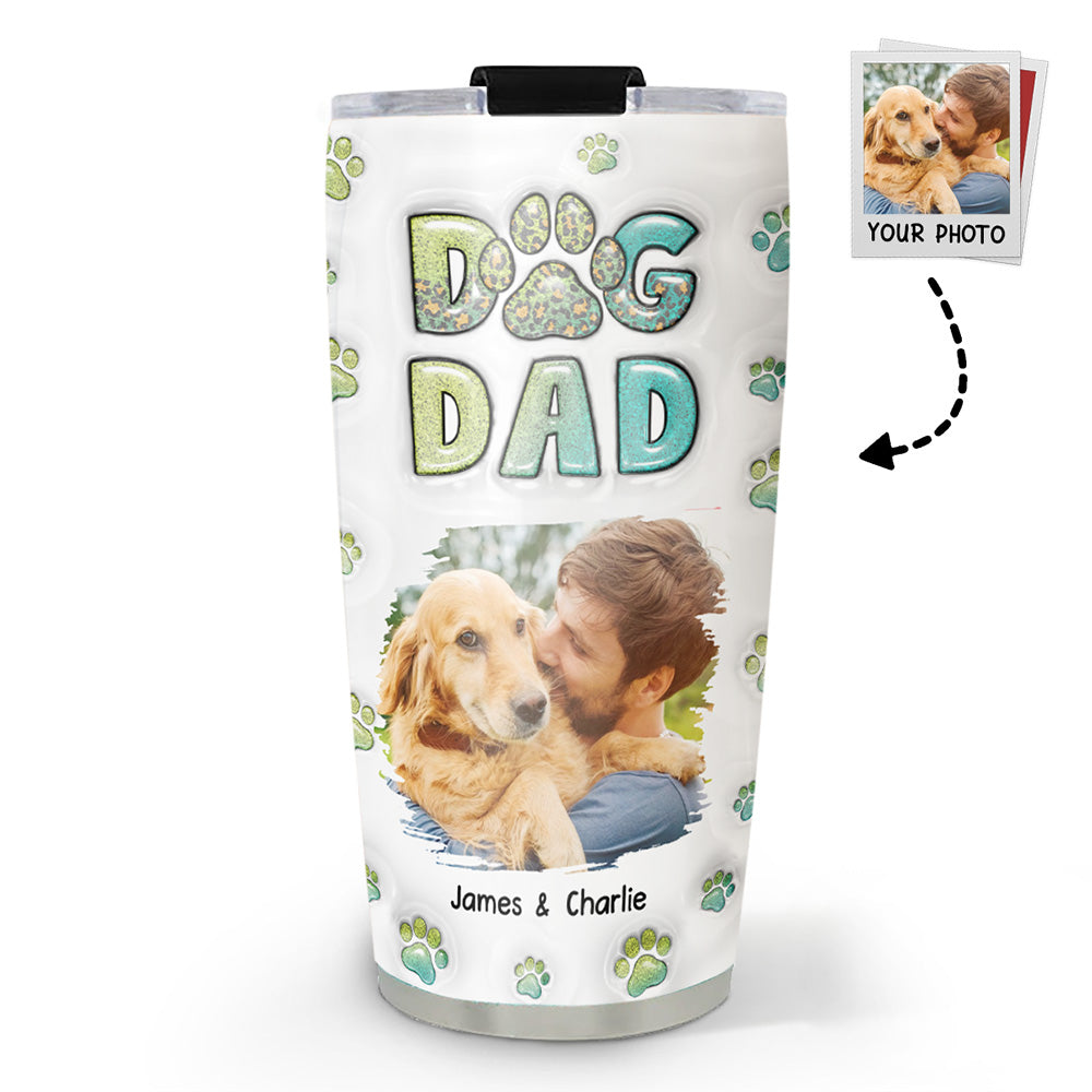 Dog Dad Handsome Chibi Photo Version 2 - Personalized Custom 3D Inflated Effect Stainless Steel 20oz Tumbler