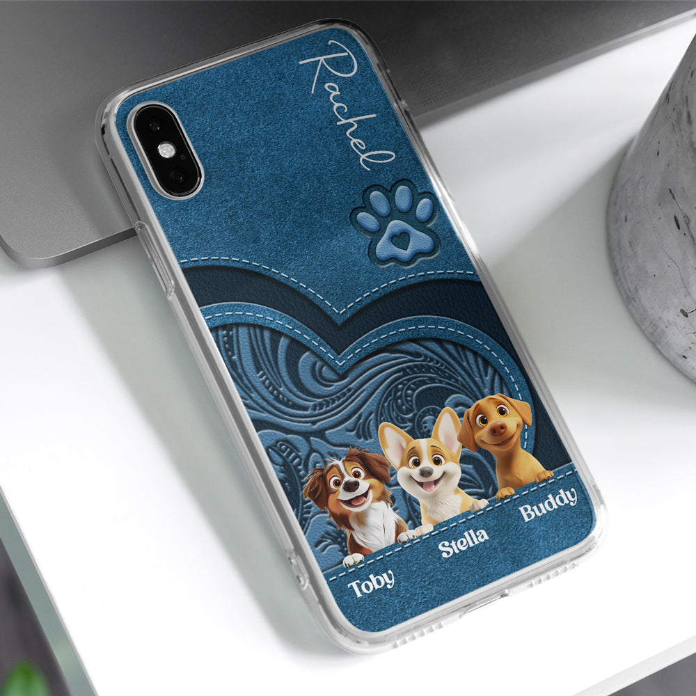 Adorable Dog Cartoon Personalized Custom Leather Phone Case
