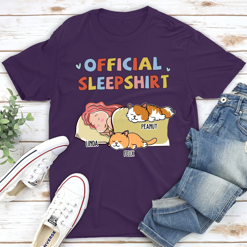 Sleeping Cat Personalized Custom Unisex 5.3 oz Sleepshirt T-shirt - Ideal Gift for Pet Lovers