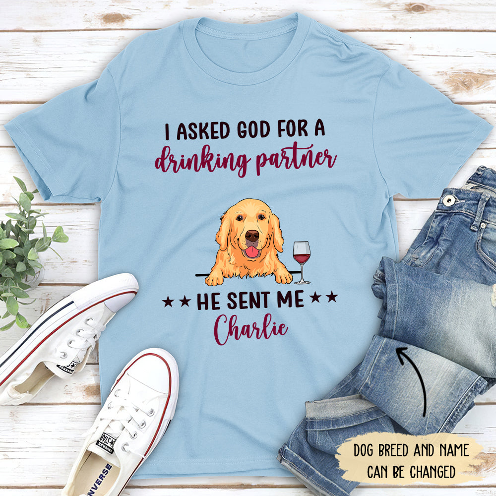 Drinking Partner - Personalized Custom Unisex 5.3 oz T-shirt for Pet Lovers