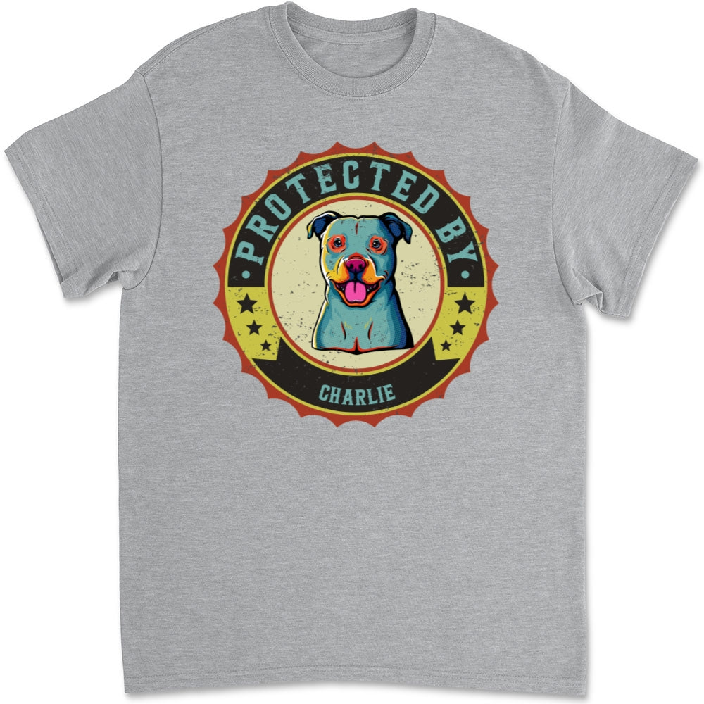 Protected By Dogs Ver 2 - Personalized Custom Unisex 5.3 oz T-Shirt for Pet Lovers