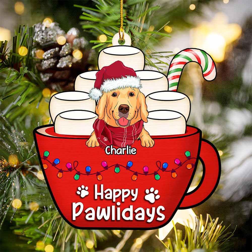 Sweet Pawlidays - Personalized Custom Single - Layered Wood Christmas Ornament for Pet Lovers