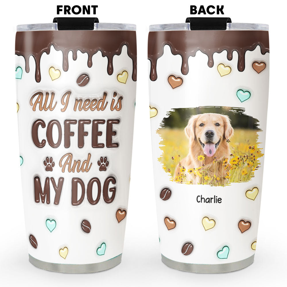Unique Personalized Custom 3D Inflated Tumbler with Coffee And Dog Photo