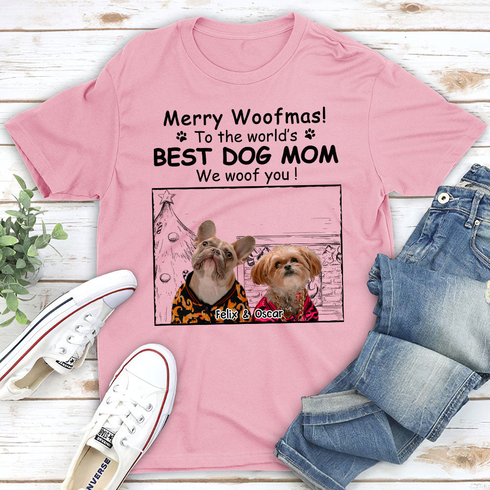 Top-Rated Personalized Custom Unisex Christmas T-shirt for the Best Dog Moms