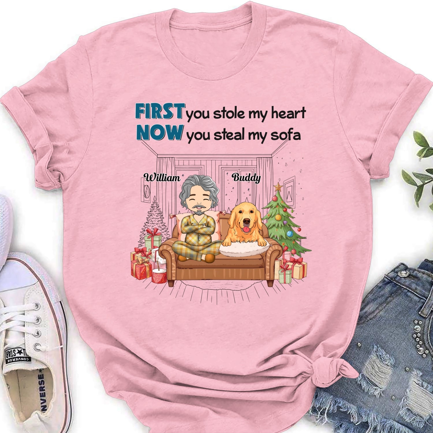 Stealing My Sofa - Stylish Personalized Custom Women's T-shirt for Pet Lovers