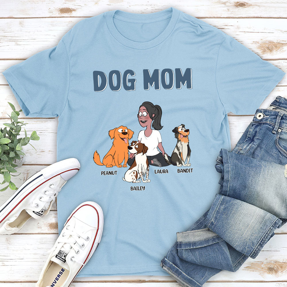 Unique Dog Mom Cartoon - Personalized Custom Unisex 5.3 oz T-shirt for Pet Lovers
