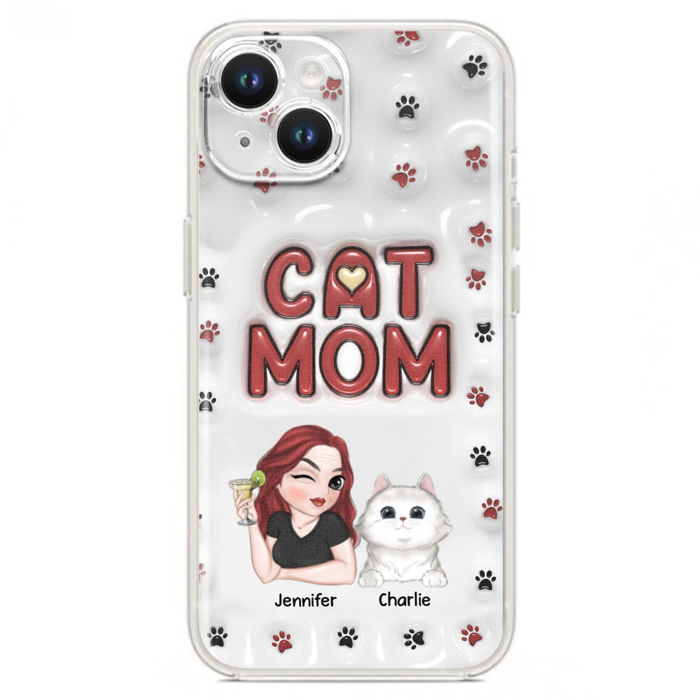 Adorable Cat Mom Personalized 3D Inflated Effect Custom Phone Case for Smartphones