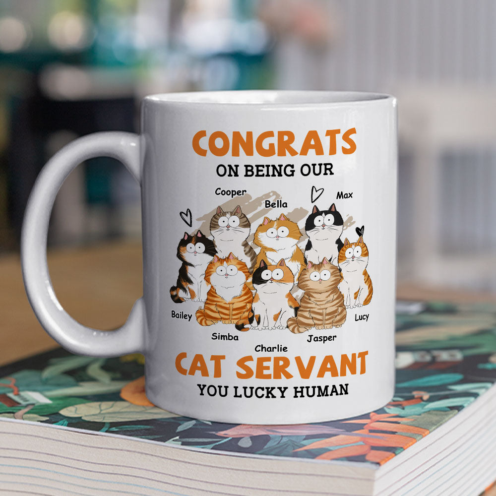 Exclusive Congrats Cat Servant Personalized Custom Coffee Mug for Pet Lovers