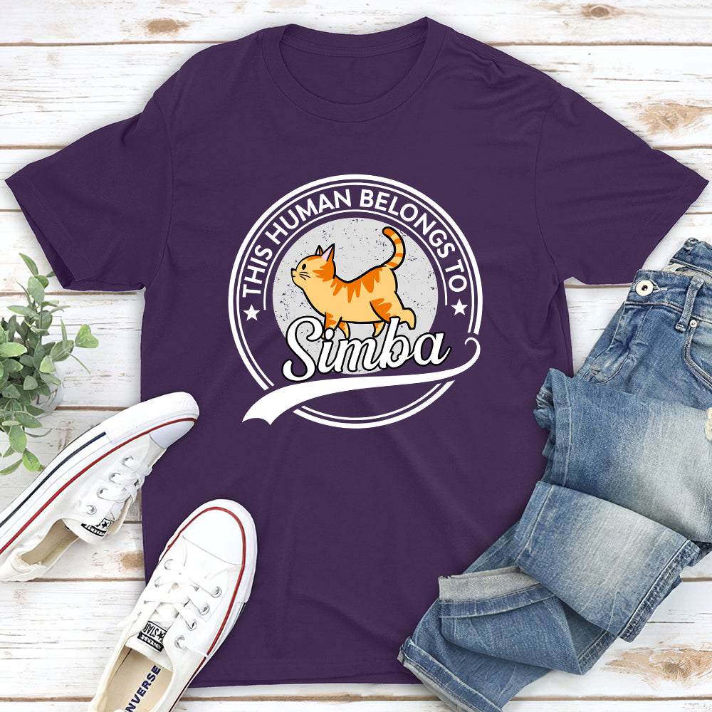 Unique Personalized Custom Unisex 'Human Belongs To Cat' T-shirt for Cat Lovers