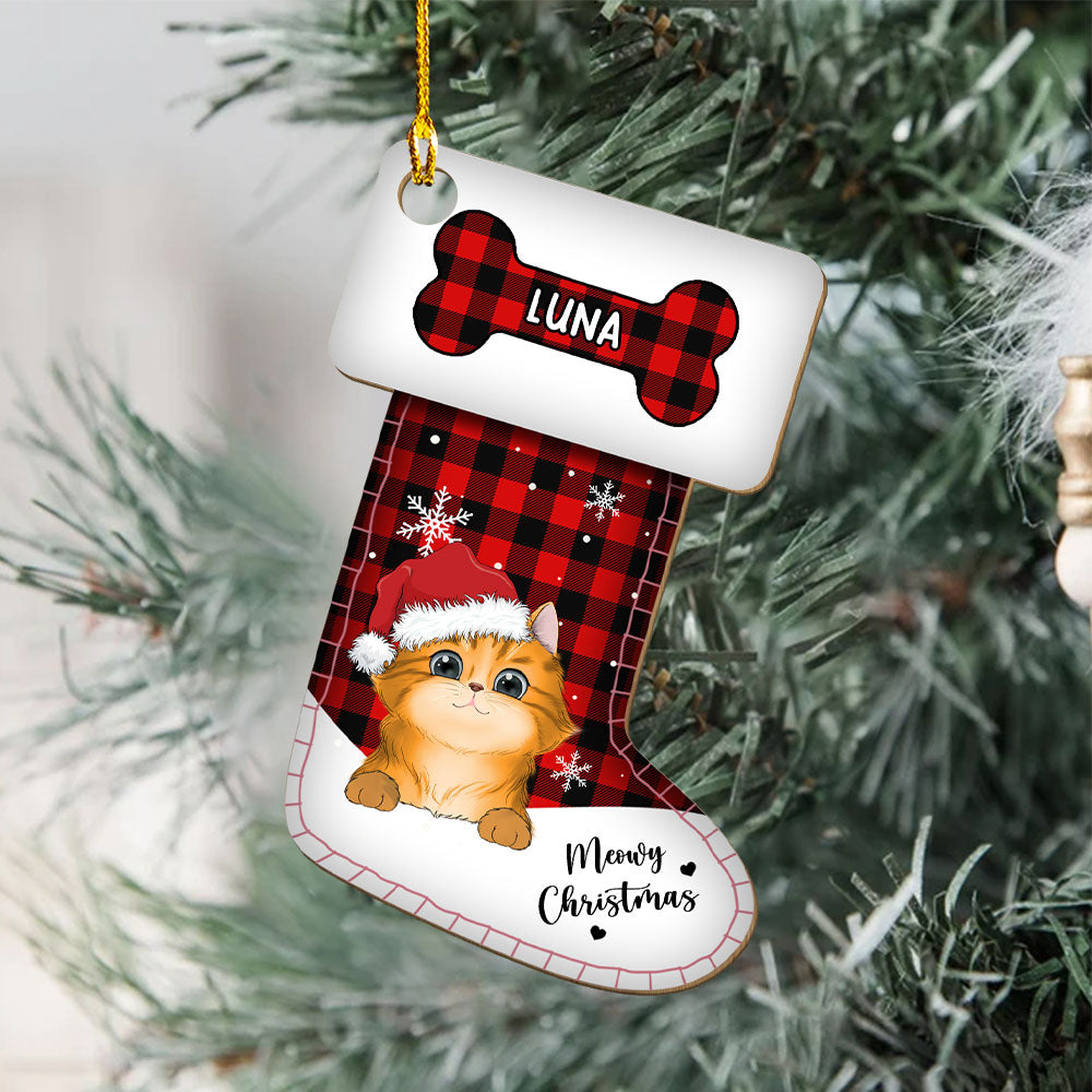Personalized Custom 1-layered Wood Pet Christmas Stocking Ornament - Capture Memories