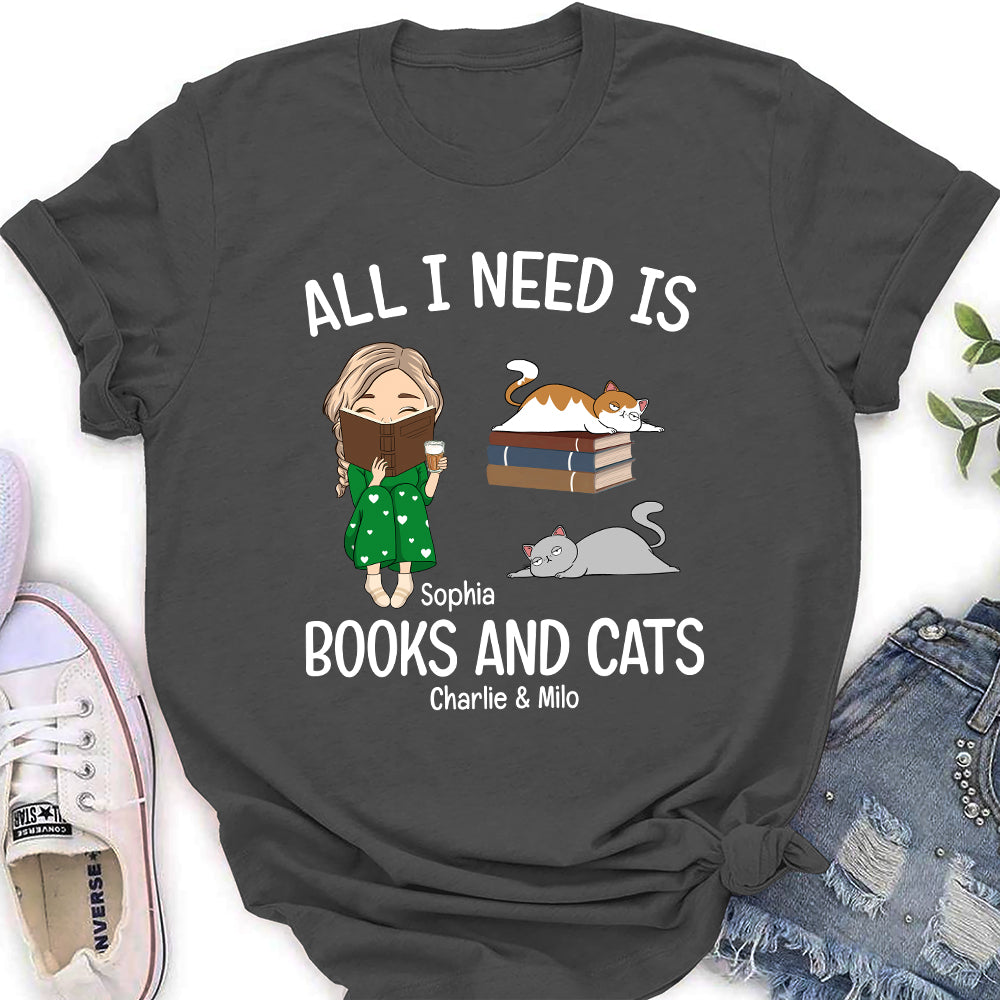 Books And Cats - Exclusive Personalized Custom Women's T-Shirt for Pet Lovers