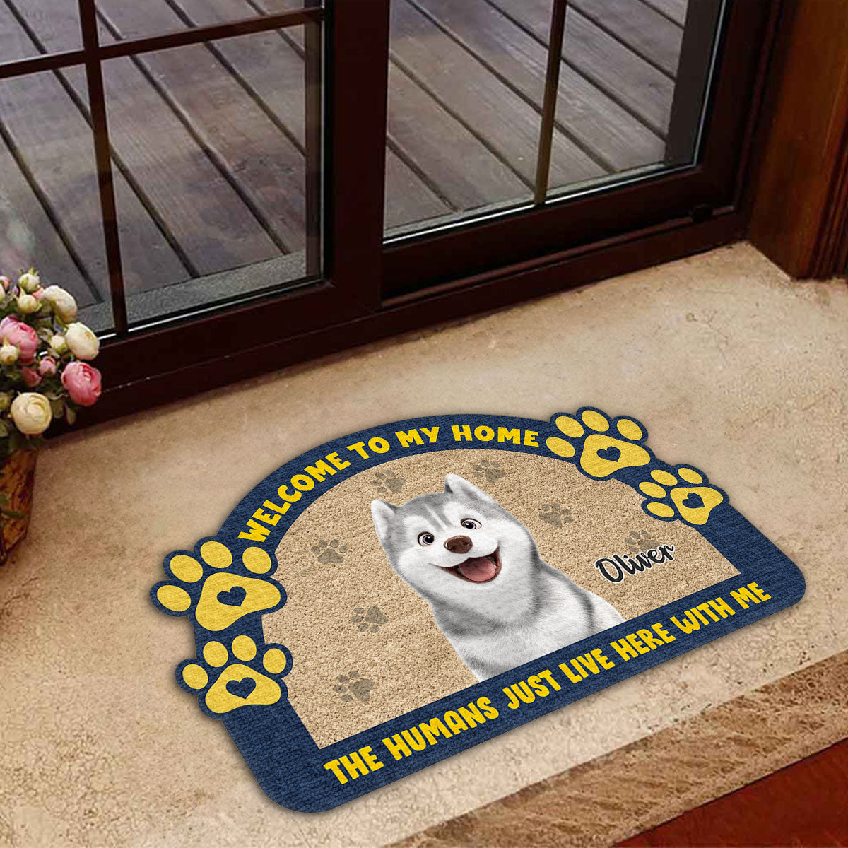 Dear Human We Rule The House - Personalized Custom Doormat with Your Pet's Picture in Multiple Sizes