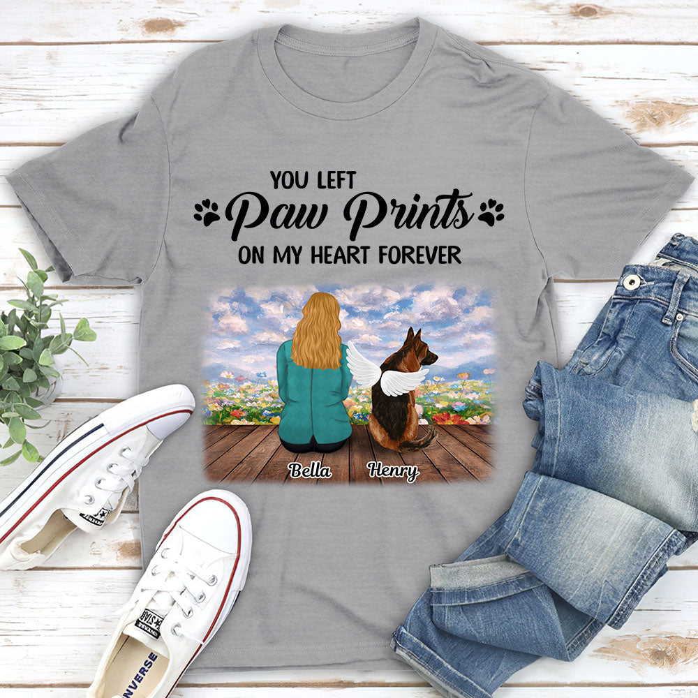 Your Paw Prints On My Heart - Personalized Custom Unisex Memorial T-shirt for Pet Lovers