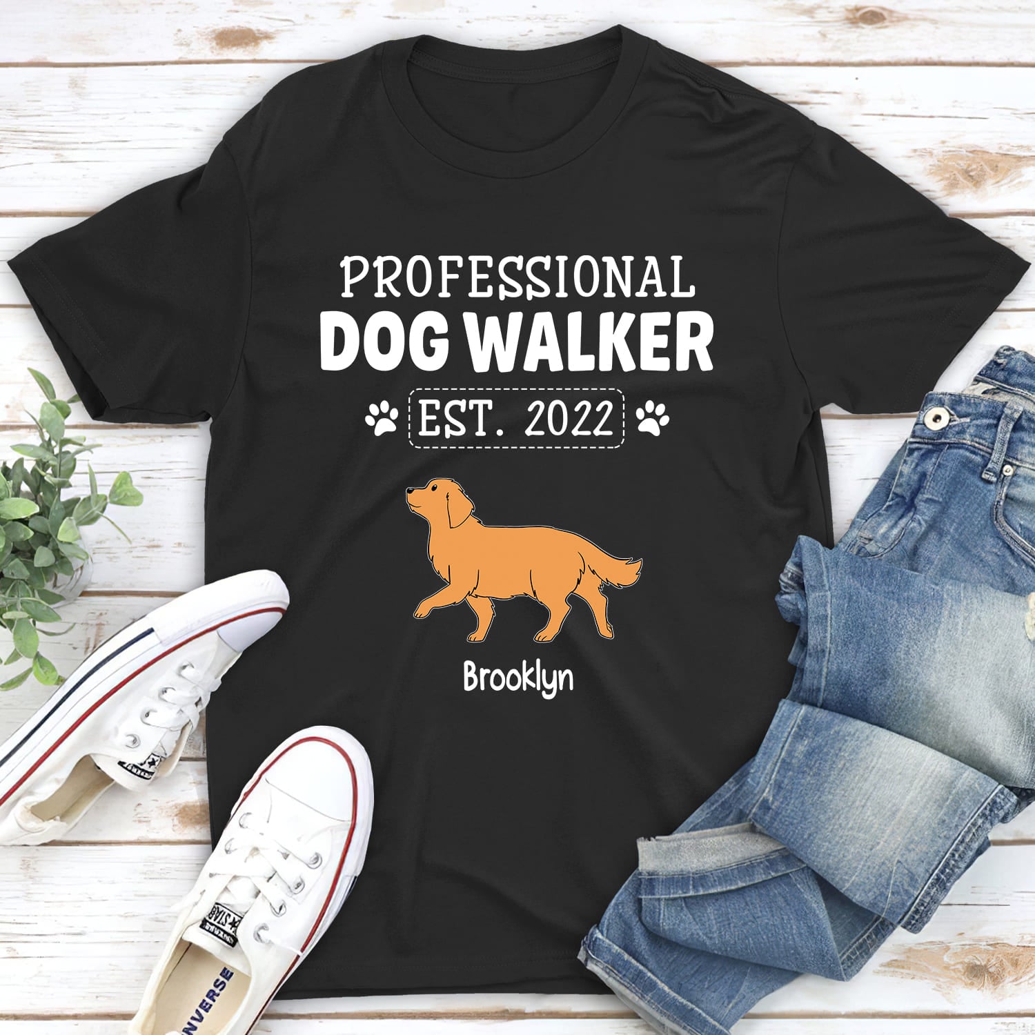 Professional Dog Walker - Personalized Custom Unisex 5.3 oz T-shirt for Pet Lovers