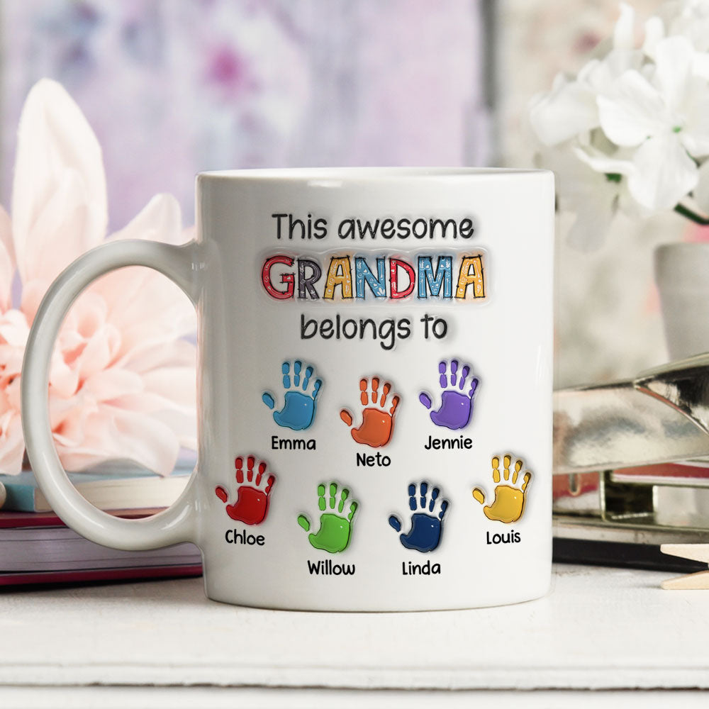 This Awesome Nana Belongs to Us - Personalized Custom 3D Inflated Effect 11oz/15oz Ceramic Mug