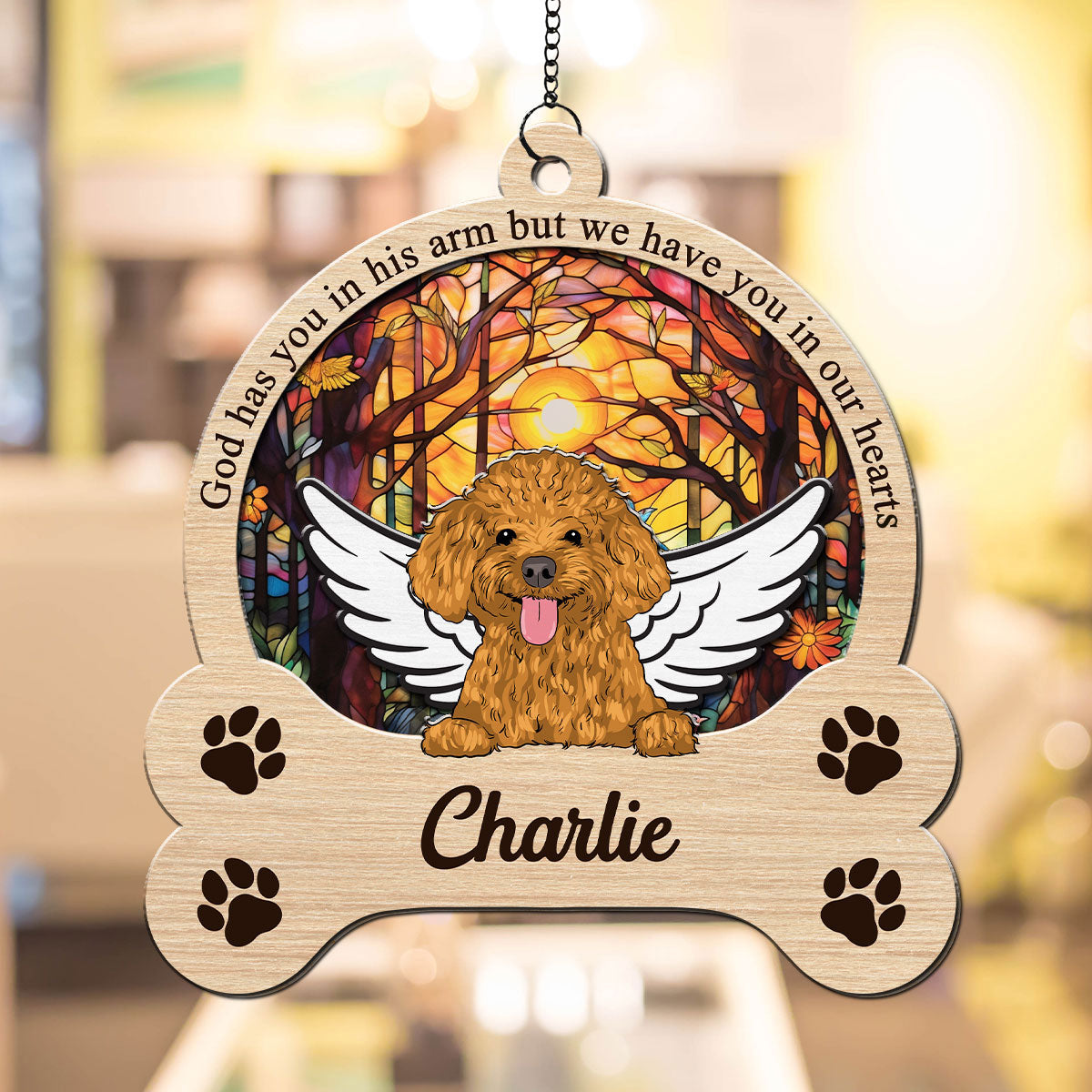Forever In My Heart - Personalized Custom Acrylic Mounted Wooden Suncatcher (6 inches, 8 inches)